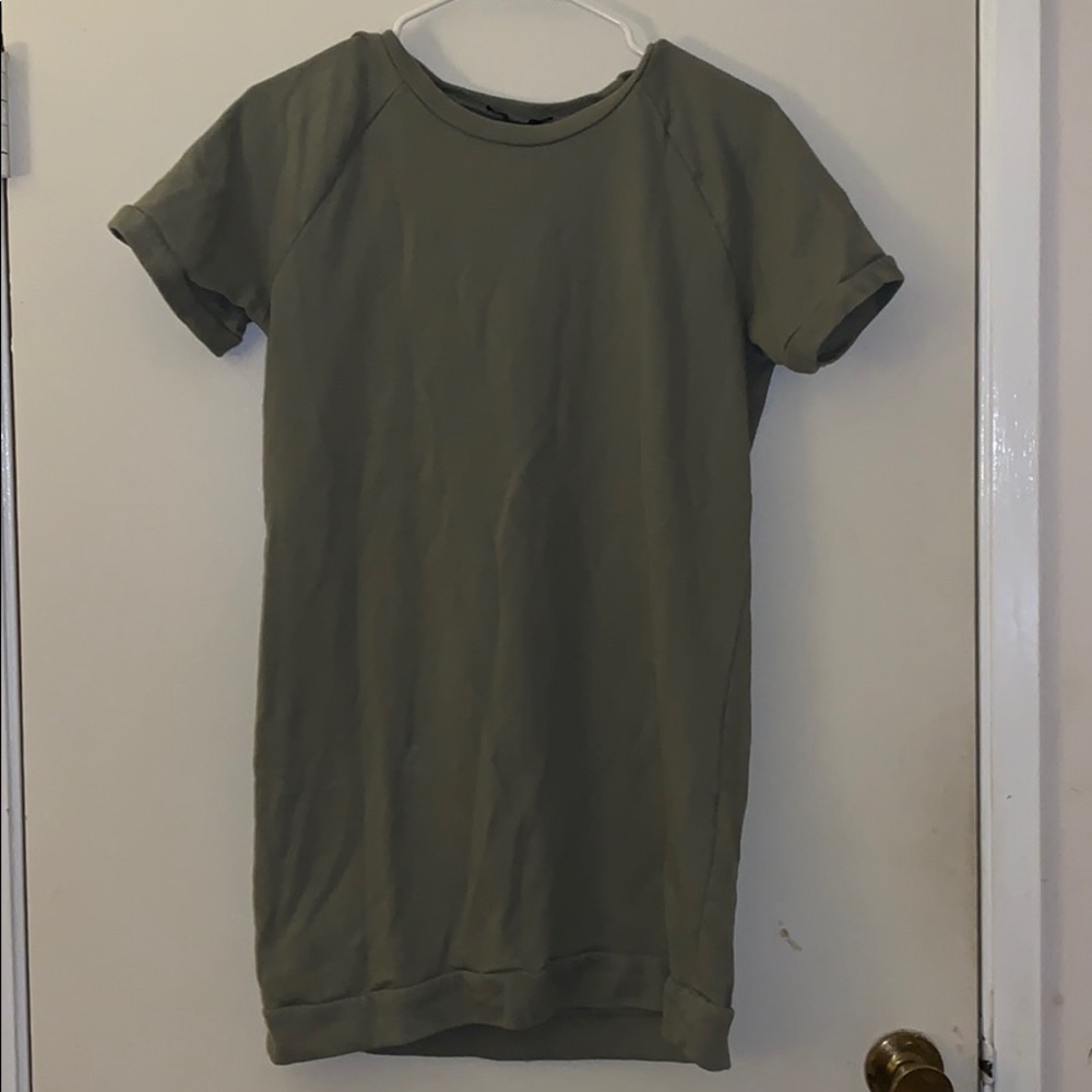 Olive Green T-Shirt Dress (: